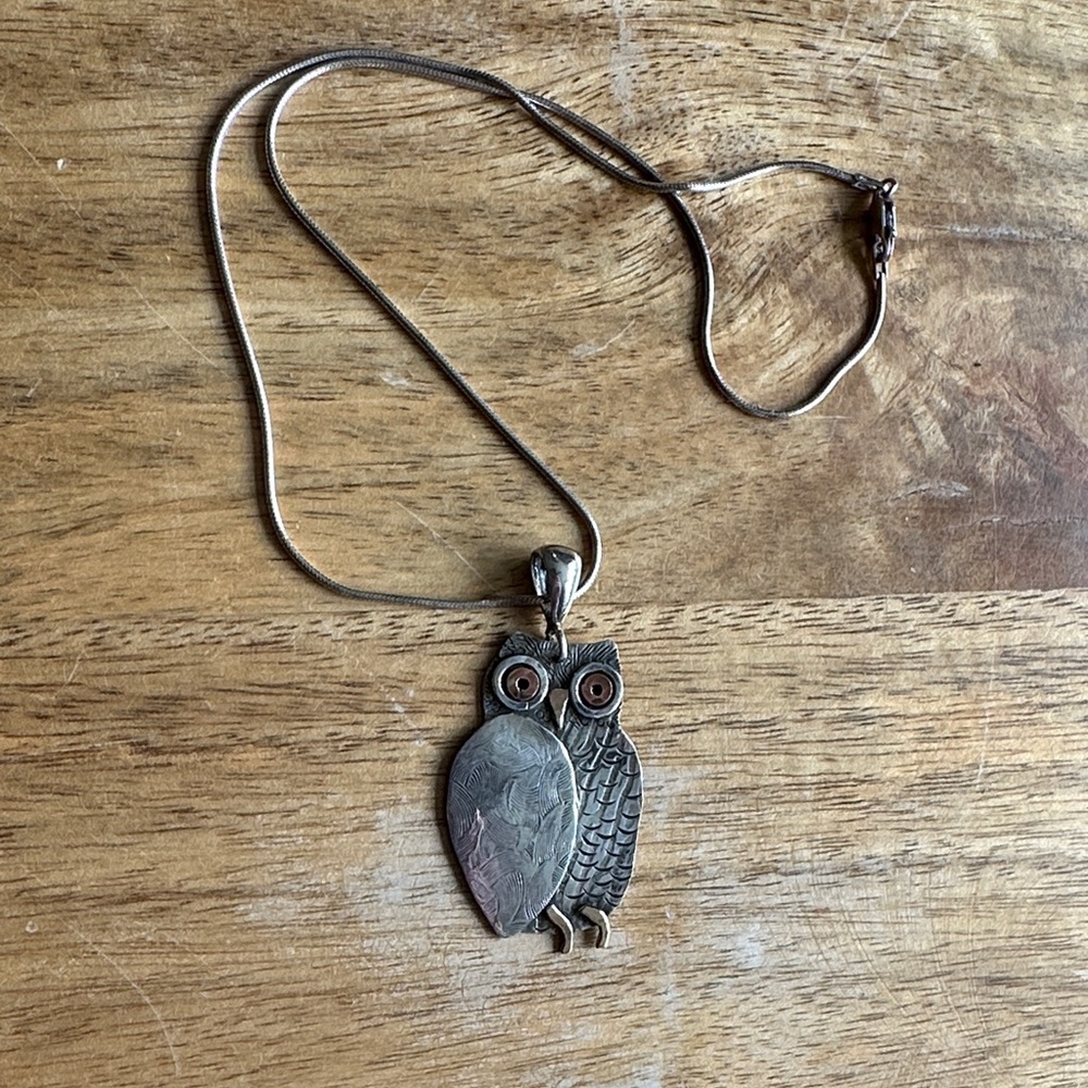 Silver Owl Pendant Necklace